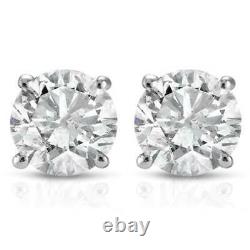 1/2Ct Round Genuine Diamond Studs Earrings in 14K White Or Yellow Gold