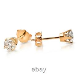 1/2ct Natural (Real) Round Cut Diamond Stud Earring set in 14k Yellow Gold