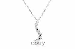 1/2ct Real Diamond Journey Pendant Necklace 14K White Gold (3/4 inch tall)