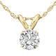 1/3 Ct Solitaire Round Diamond Pendant Necklace 18 14k Yellow Gold