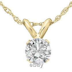 1/3 Ct Solitaire Round Diamond Pendant Necklace 18 14K Yellow Gold