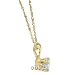 1/3 Ct Solitaire Round Diamond Pendant Necklace 18 14K Yellow Gold