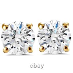 1 3 Ct T. W. Lab Grown Round Diamond Studs in 14k White, Yellow, or Rose Gold