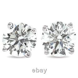 1.50 Ct Round Cut Natural Diamond Studs in 14K White or Yellow Gold