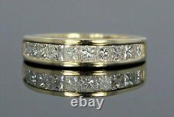 1.55Ct Princess Cut MOISSANITE Channel Set Wedding Band Solid 14K Yellow Gold