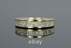 1.55Ct Princess Cut MOISSANITE Channel Set Wedding Band Solid 14K Yellow Gold