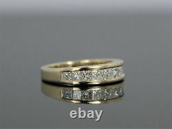 1.55Ct Princess Cut MOISSANITE Channel Set Wedding Band Solid 14K Yellow Gold