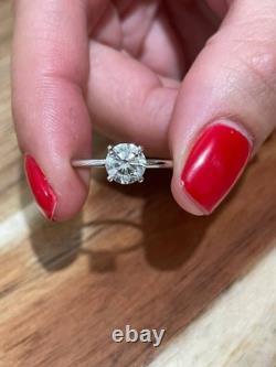 1.65 Ct Solitaire Engagement Ring Hidden Halo Lab Created Diamonds
