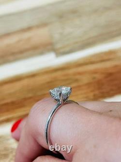 1.65 Ct Solitaire Engagement Ring Hidden Halo Lab Created Diamonds