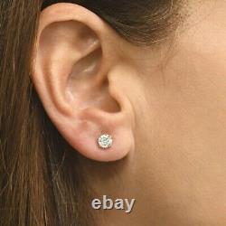 1 Carat Round Natural Diamond Stud Earrings in 14K White Gold with Screw Backs