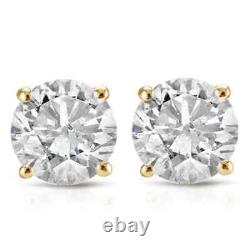 1 Ct TW Certified Real Diamond Studs Screw Back Earrings 14K Yellow Gold