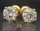 1ct Tw Round Natural Diamond Studs Earrings In 14k Yellow Gold New