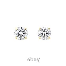 1ct TW Round Natural Diamond Studs Earrings in 14K Yellow Gold with Screw Backs