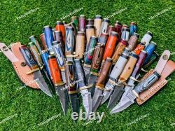20 Pcs of CUSTOM HANDMADE 6inch DAMASCUS STEEL CAMPING & HUNTING KNIVE FROM USA