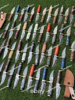 20 Pcs of CUSTOM HANDMADE 6inch DAMASCUS STEEL CAMPING & HUNTING KNIVE FROM USA