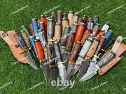 20 Pcs of CUSTOM HANDMADE 6inch DAMASCUS STEEL CAMPING & HUNTING KNIVE FROM USA
