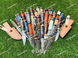 20 Pcs of CUSTOM HANDMADE 6inch DAMASCUS STEEL CAMPING & HUNTING KNIVE FROM USA