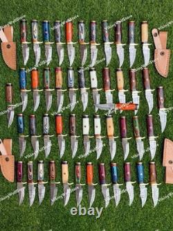 20 Pcs of CUSTOM HANDMADE 6inch DAMASCUS STEEL CAMPING & HUNTING KNIVE FROM USA