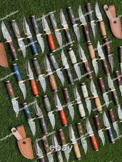 20 Pcs of CUSTOM HANDMADE 6inch DAMASCUS STEEL CAMPING & HUNTING KNIVE FROM USA