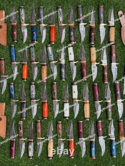 20 Pcs of CUSTOM HANDMADE 6inch DAMASCUS STEEL CAMPING & HUNTING KNIVE FROM USA