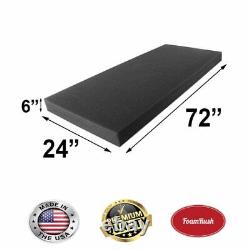 24 x 72 Charcoal High Density Upholstery Foam Cushion Made in USA