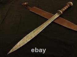 28.5 Handmade Damascus Steel Gladiator Sword/Gladius Sword Rose Wood Handle