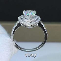 2Ct Heart Cut VVS1 Diamond Double Halo Engagement Ring 14k White Gold Finish