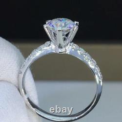 2Ct Round Cut VVS1/D Diamond Solitaire Engagement Ring in 14k White Gold Finish