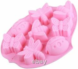 2Pack 8 Cavity Butterfly Bugs Shape Silicone Soap Mold for DIY Handmade Soap USA