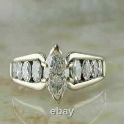 2.00 Ct Marquise Cut Simulated Diamond Engagement Ring 14k White Gold Plated