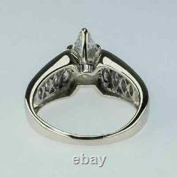 2.00 Ct Marquise Cut Simulated Diamond Engagement Ring 14k White Gold Plated