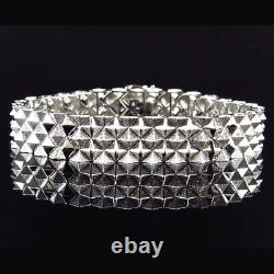 2.20 ctw Lab Created Diamond 14K White Gold Over Pyramid Men's Bracelet 8.5