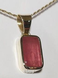 2.3 Gram 10k Yellow Gold Pendant Faceted Pink Tourmaline Made In USA
