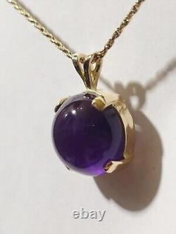 2.3 Gram Solid 10k Yellow Gold African Amethyst Pendant 14mm Made In Usa?