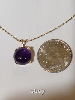 2.3 Gram Solid 10k Yellow Gold African Amethyst Pendant 14mm Made In Usa?