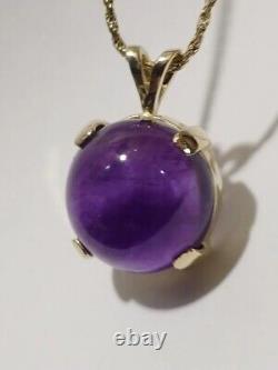 2.3 Gram Solid 10k Yellow Gold African Amethyst Pendant 14mm Made In Usa?