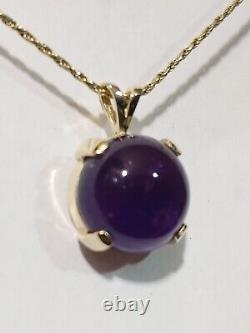 2.3 Gram Solid 10k Yellow Gold African Amethyst Pendant 14mm Made In Usa?