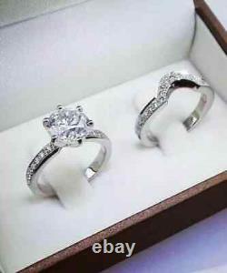 2.50 CT Round Lab created Diamond Engagement Bridal Ring Set 925 Sterling Silver