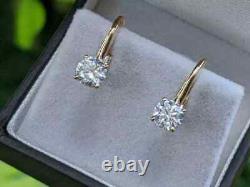 2.50 Ct Round Cut Diamond Drop & Dangle Women's Earrings 14k Yellow Gold Finish