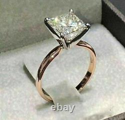 2.56ct Princess Cut D/VVS1 MOISSANITE Solitaire Engagement Ring 14K Yellow Gold