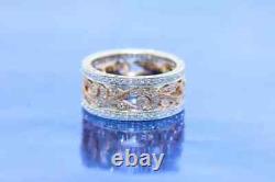 2.9Ct Lab Created Diamond Wedding Band Wide Filigree Miligraine 14K Gold Plated