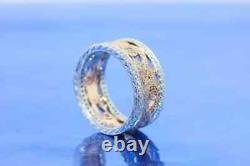 2.9Ct Lab Created Diamond Wedding Band Wide Filigree Miligraine 14K Gold Plated