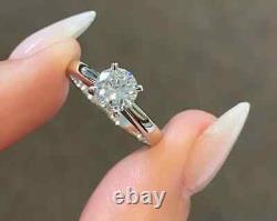 2 CT Round Cut Real Moissanite Women's Engagement Ring 14K White Gold Plated