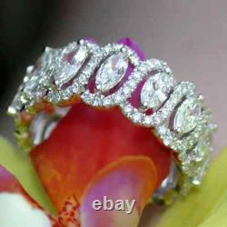 2ct Marquise & Round Cut Lab Created Diamond Ring Band 14k White Gold Over