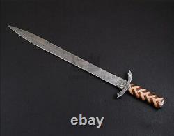 30 Inches Handmade Damascus Steel Hunting Sword, Battle Ready With Sheath USA