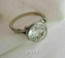 3.30Ct Round Cut Lab-Created Diamond Bezel Set Engagement Ring 14K White Gold