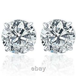 3/8Ct Round Brilliant Cut Natural Diamond Stud Earrings in 14K Gold Basket