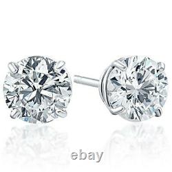 3/8Ct Round Brilliant Cut Natural Diamond Stud Earrings in 14K Gold Basket