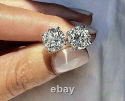 4.00 Ct Round Cut FL/D GRA Certified Moissanite Stud Earrings 14K White Gold 8mm