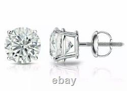 4.00 Ct Round Cut FL/D GRA Certified Moissanite Stud Earrings 14K White Gold 8mm